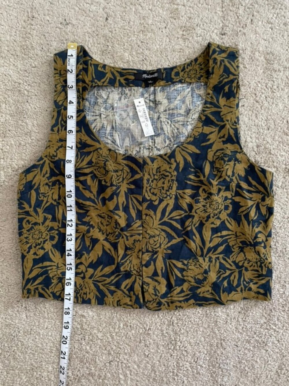 Madewell Scoopneck Crop Tank 100% Linen Size 4 Floral Print NWT - Picture 10 of 13